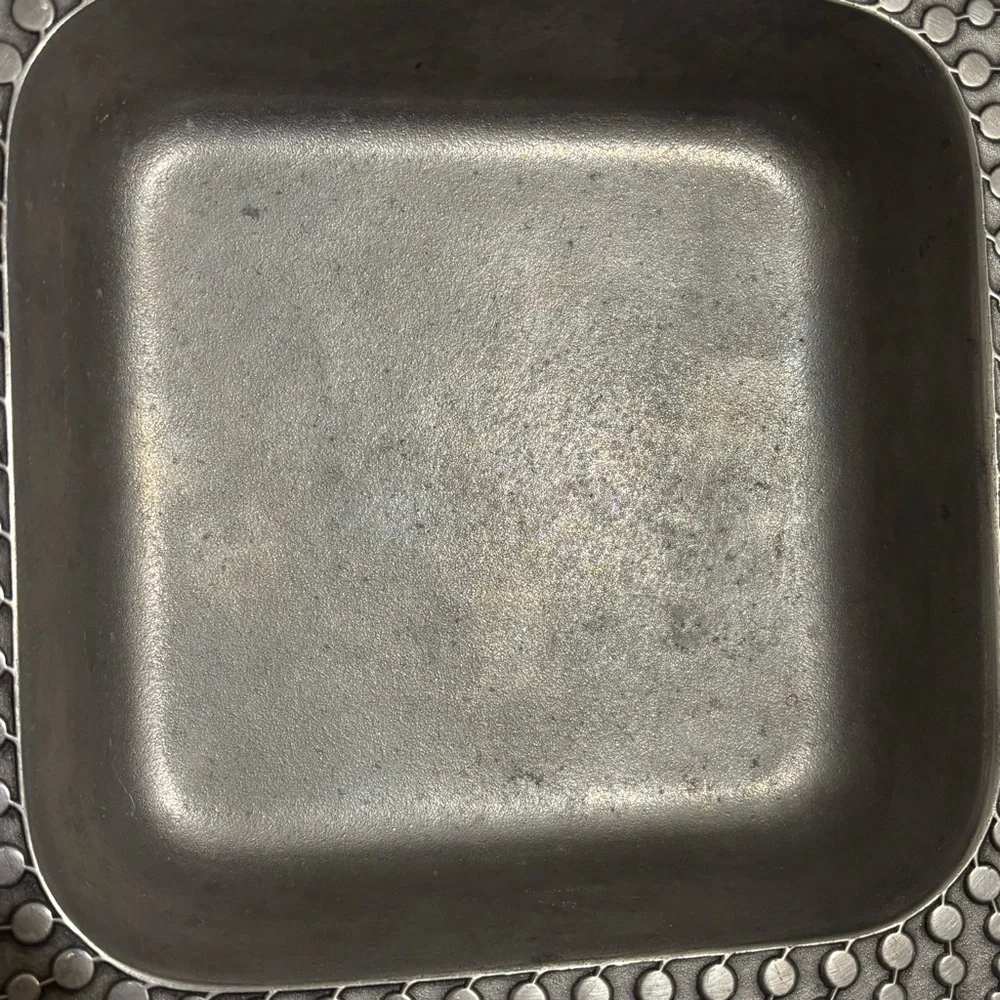 Wilton Armetale Decorative Square Metal Bowl in Pewter Tone Bubble String Design